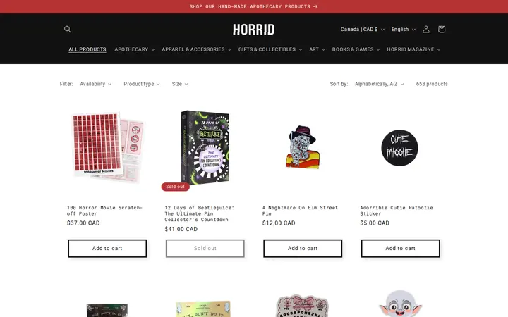 /collections/all — HORRID