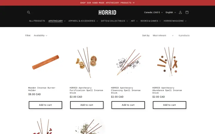 /collections/incense — HORRID
