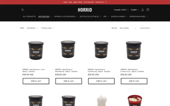 /collections/candles — HORRID