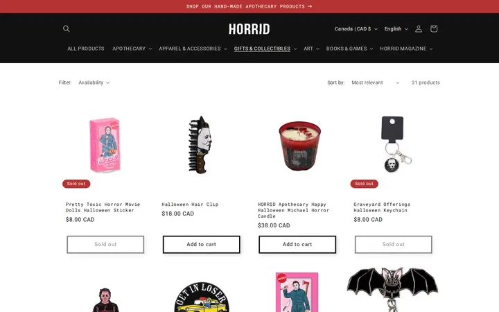 /collections/seasonal — HORRID