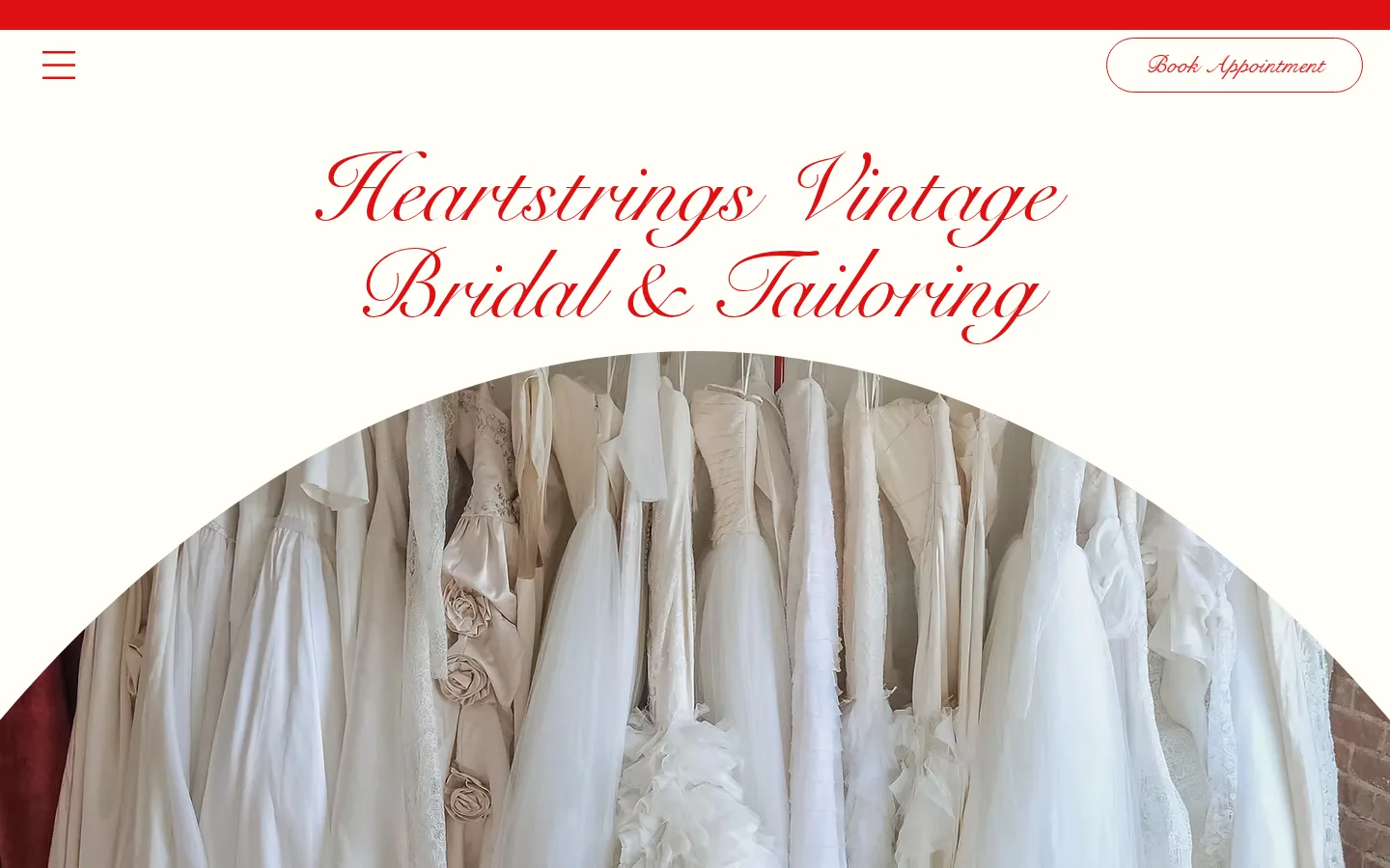 Captured website of Heartstrings Vintage Bridal & Tailoring
