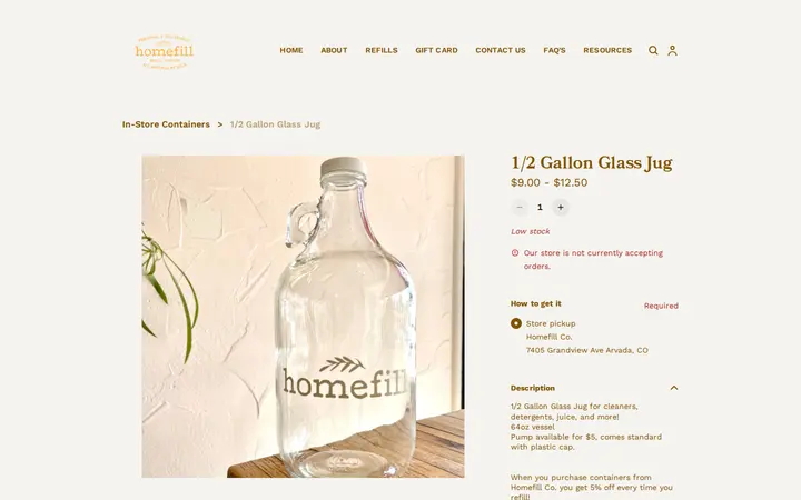/product/halfgallonglassjug/233 — Homefill Co.