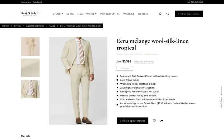 /styles/custom-clothing/suits/ecru-melange-wool-silk-linen-tropical — Icon Suit