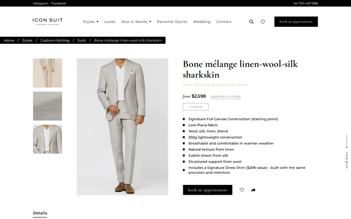 /styles/custom-clothing/suits/bone-melange-linen-wool-silk-sharkskin — Icon Suit
