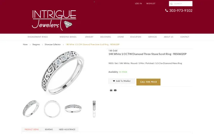 /designers/showcase-collection/14k-white-1-3-ctw-diamond-three-stone-scroll-ring-98506020p.html — Intrigue Jewelers Inc
