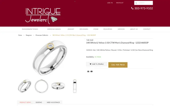 /designers/showcase-collection/14k-white-yellow-1-10-ctw-men-s-diamond-ring-1232146003p.html — Intrigue Jewelers Inc