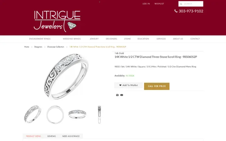 /designers/showcase-collection/14k-white-1-2-ctw-diamond-three-stone-scroll-ring-98506052p.html — Intrigue Jewelers Inc