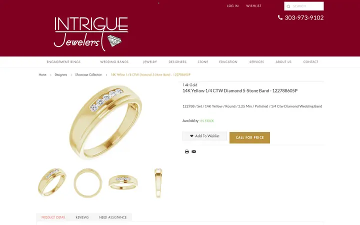 /designers/showcase-collection/14k-yellow-1-4-ctw-diamond-5-stone-band-122788605p.html — Intrigue Jewelers Inc
