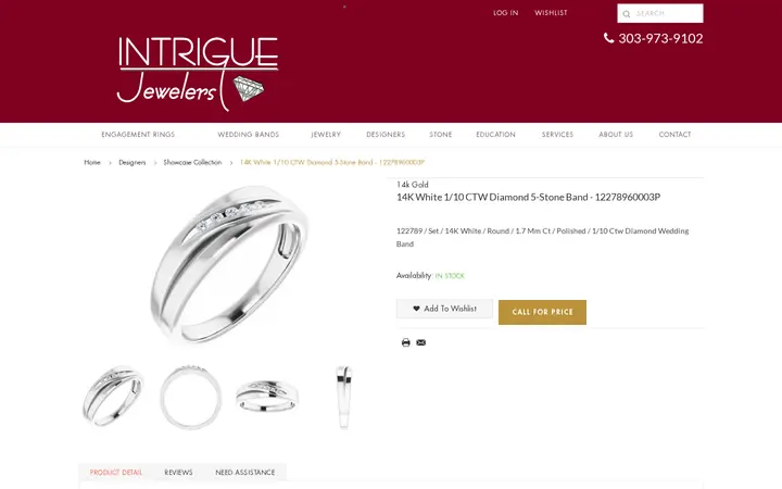 /designers/showcase-collection/14k-white-1-10-ctw-diamond-5-stone-band-12278960003p.html — Intrigue Jewelers Inc