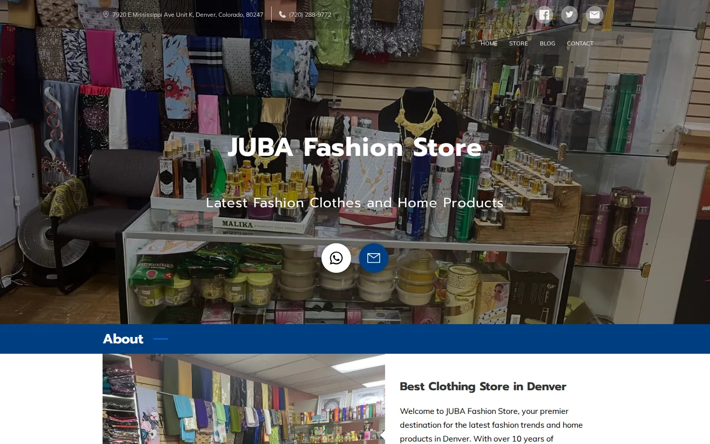 Captured website of Juba Fashion Store