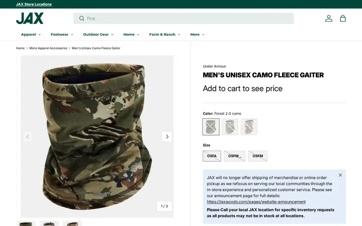 /collections/mens-apparel-accessories/products/under-armour-mens-unisex-camo-fleece-gaiter — JAX Broomfield Outdoor Gear, Farm & Ranch