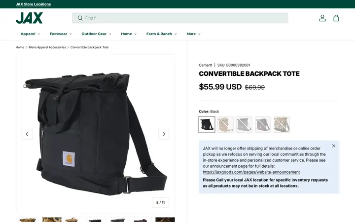 /collections/mens-apparel-accessories/products/carhartt-convertible-backpack-tote — JAX Broomfield Outdoor Gear, Farm & Ranch