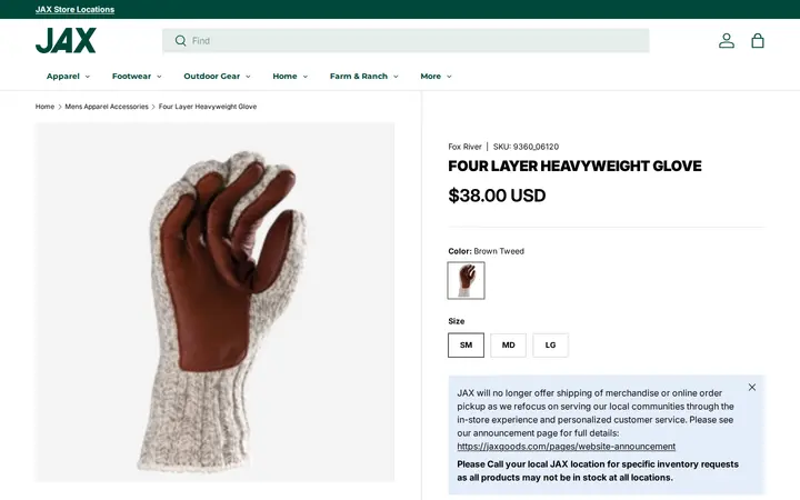 /collections/mens-apparel-accessories/products/fox-river-four-layer-heavyweight-glove — JAX Broomfield Outdoor Gear, Farm & Ranch