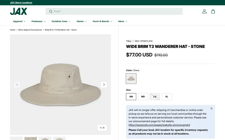 /collections/mens-apparel-accessories/products/tilley-wide-brim-t3-wanderer-hat-stone — JAX Broomfield Outdoor Gear, Farm & Ranch