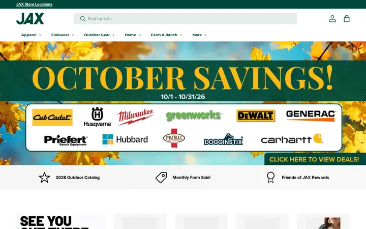 Website of JAX Broomfield Outdoor Gear, Farm & Ranch