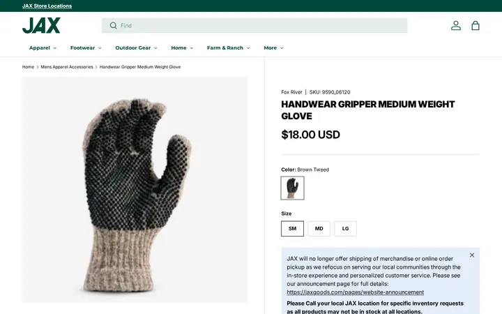 /collections/mens-apparel-accessories/products/fox-river-handwear-gripper-medium-weight-glove — JAX Broomfield Outdoor Gear, Farm & Ranch