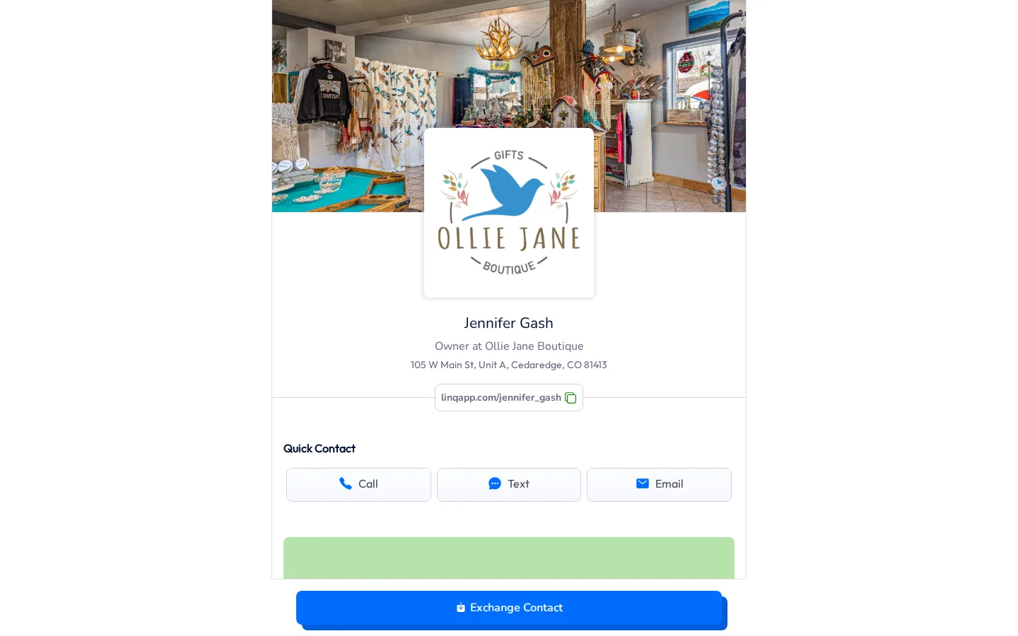 Captured website of Ollie Jane Boutique