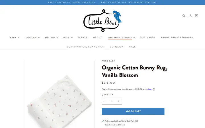 /collections/baby-gifts/products/bunny-rug-vanilla-blossom — Little Bird Denver - Park Hill