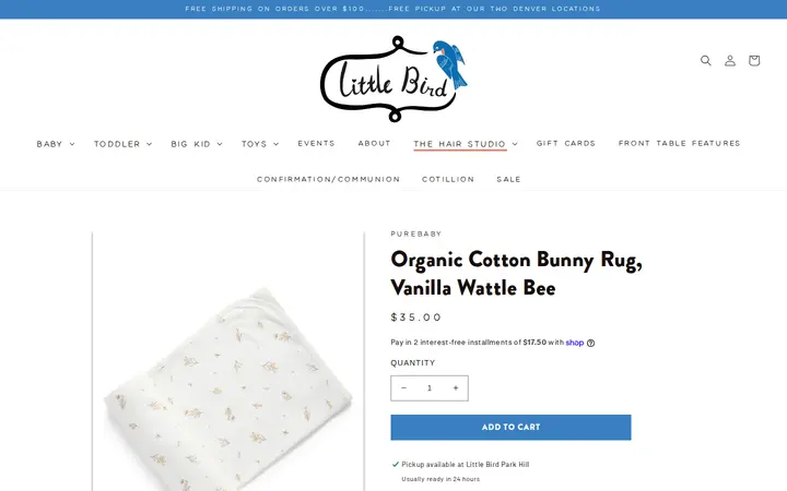 /collections/baby-gifts/products/organic-cotton-bunny-rug-vanilla-wattle-bee — Little Bird Denver - Park Hill