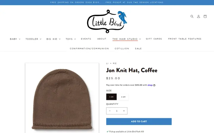 /collections/baby-gifts/products/jon-knit-hat-coffee — Little Bird Denver - Park Hill