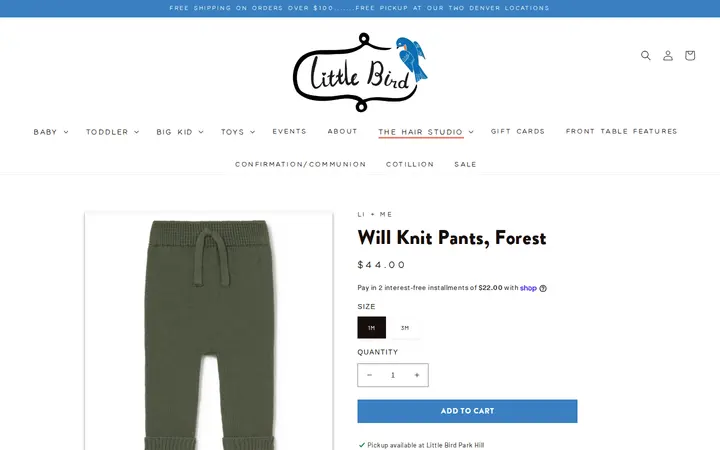 /collections/baby-gifts/products/will-knit-pants-forest — Little Bird Denver - Park Hill