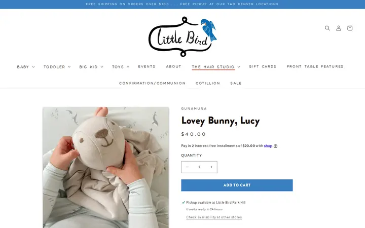 /collections/baby-gifts/products/lovey-bunny-lucy — Little Bird Denver - Park Hill