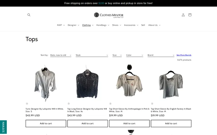 /collections/tops — Clothes Mentor Lone Tree, CO