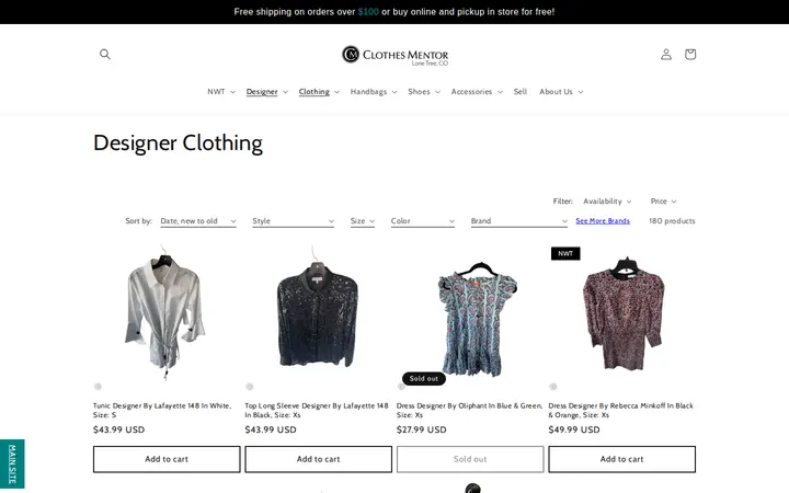 /collections/designer-clothing — Clothes Mentor Lone Tree, CO