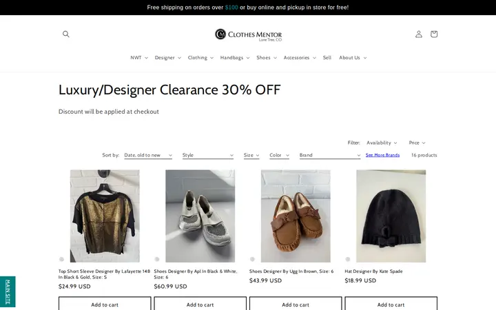 /collections/luxury-designer-clearance-30-off — Clothes Mentor Lone Tree, CO