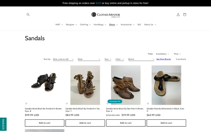 /collections/sandals — Clothes Mentor Littleton, CO