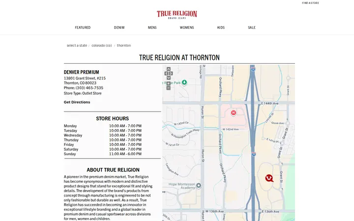 Website of True Religion