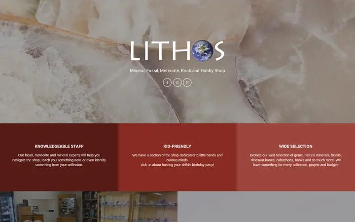 Website of Lithos - Mineral, Fossil, Meteorite, Book and Hobby Shop