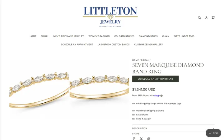 /collections/bridal/products/seven-marquise-diamond-band-ring — Littleton Jewelry