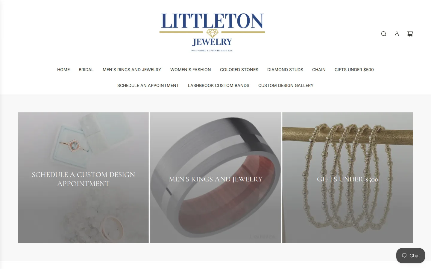 Captured website of Littleton Jewelry