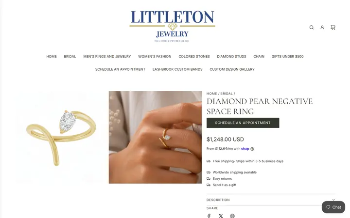 /collections/bridal/products/diamond-pear-negative-space-ring — Littleton Jewelry