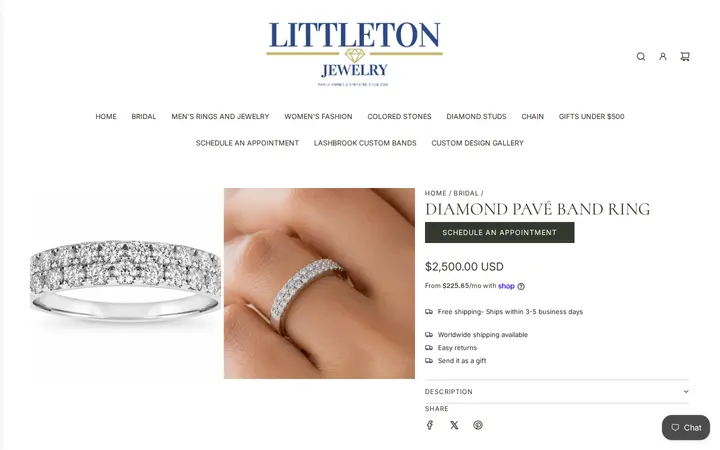 /collections/bridal/products/diamond-pave-band-ring — Littleton Jewelry