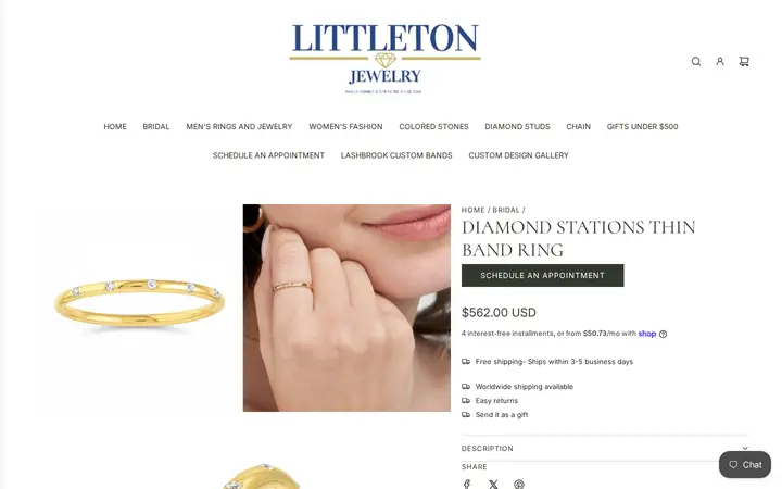 /collections/bridal/products/diamond-stations-thin-band-ring — Littleton Jewelry