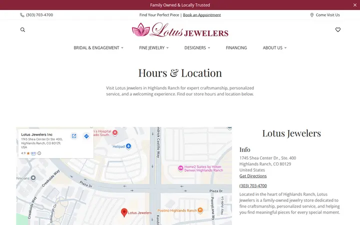/pages/hours-location — Lotus Jewelers Inc