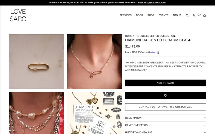 /collections/the-bubble-letter-collection/products/diamond-accented-charm-bail-and-clasp — LOVE SARO - Custom Permanent Jewelry & Beyond