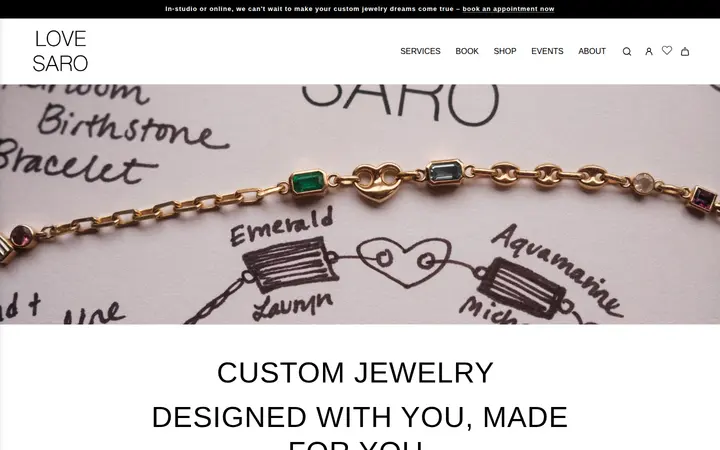 Website of LOVE SARO - Custom Permanent Jewelry & Beyond