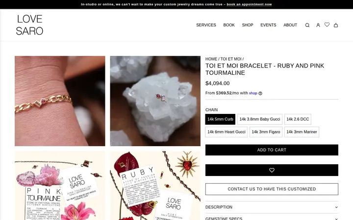 /collections/toi-et-moi-gemstone-charm-jewelry/products/ruby-and-pink-tourmaline — LOVE SARO - Custom Permanent Jewelry & Beyond