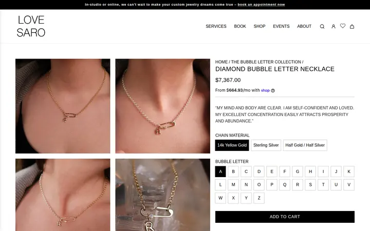 /collections/the-bubble-letter-collection/products/diamond-bubble-letter-necklace — LOVE SARO - Custom Permanent Jewelry & Beyond