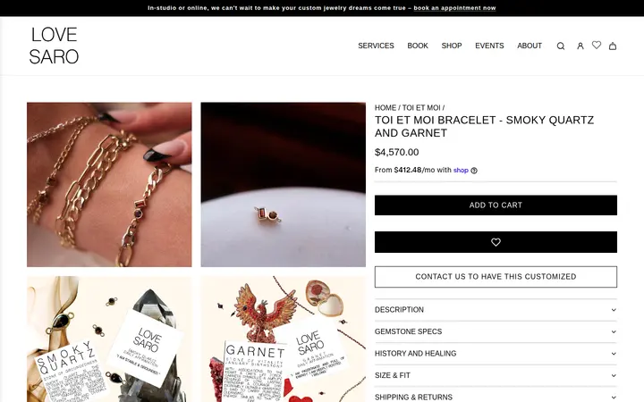 /collections/toi-et-moi-gemstone-charm-jewelry/products/smoky-quartz-and-garnet-toi-et-moi-bracelet — LOVE SARO - Custom Permanent Jewelry & Beyond