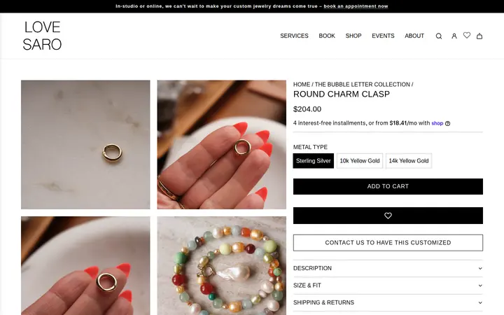 /collections/the-bubble-letter-collection/products/round-charm-clasp — LOVE SARO - Custom Permanent Jewelry & Beyond