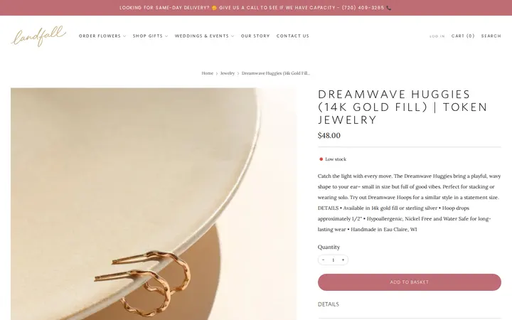 /collections/jewelry/products/token-jewelry-dreamwave-huggies-14k-gold-fill — Landfall Floral Co. | Denver Florist