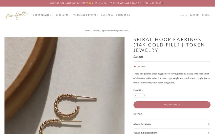 /collections/jewelry/products/spiral-hoops-14k-gold-fill — Landfall Floral Co. | Denver Florist
