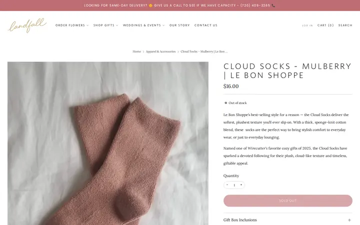 /collections/apparel-accessories/products/le-bon-shoppe-cloud-socks-mulberry — Landfall Floral Co. | Denver Florist
