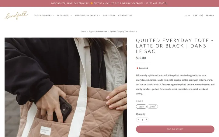 /collections/apparel-accessories/products/quilted-everyday-tote-bag-tan — Landfall Floral Co. | Denver Florist