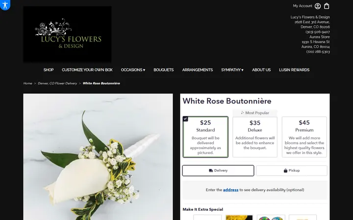 /denver-lucys-flowers-design/white-rose-boutonniere.html — Lucy's Flowers & Design