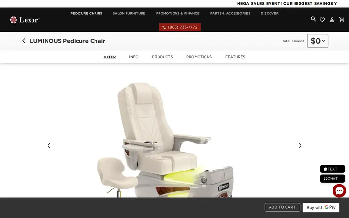 /products/luminous-pedicure-chair — Lexor (Denver)